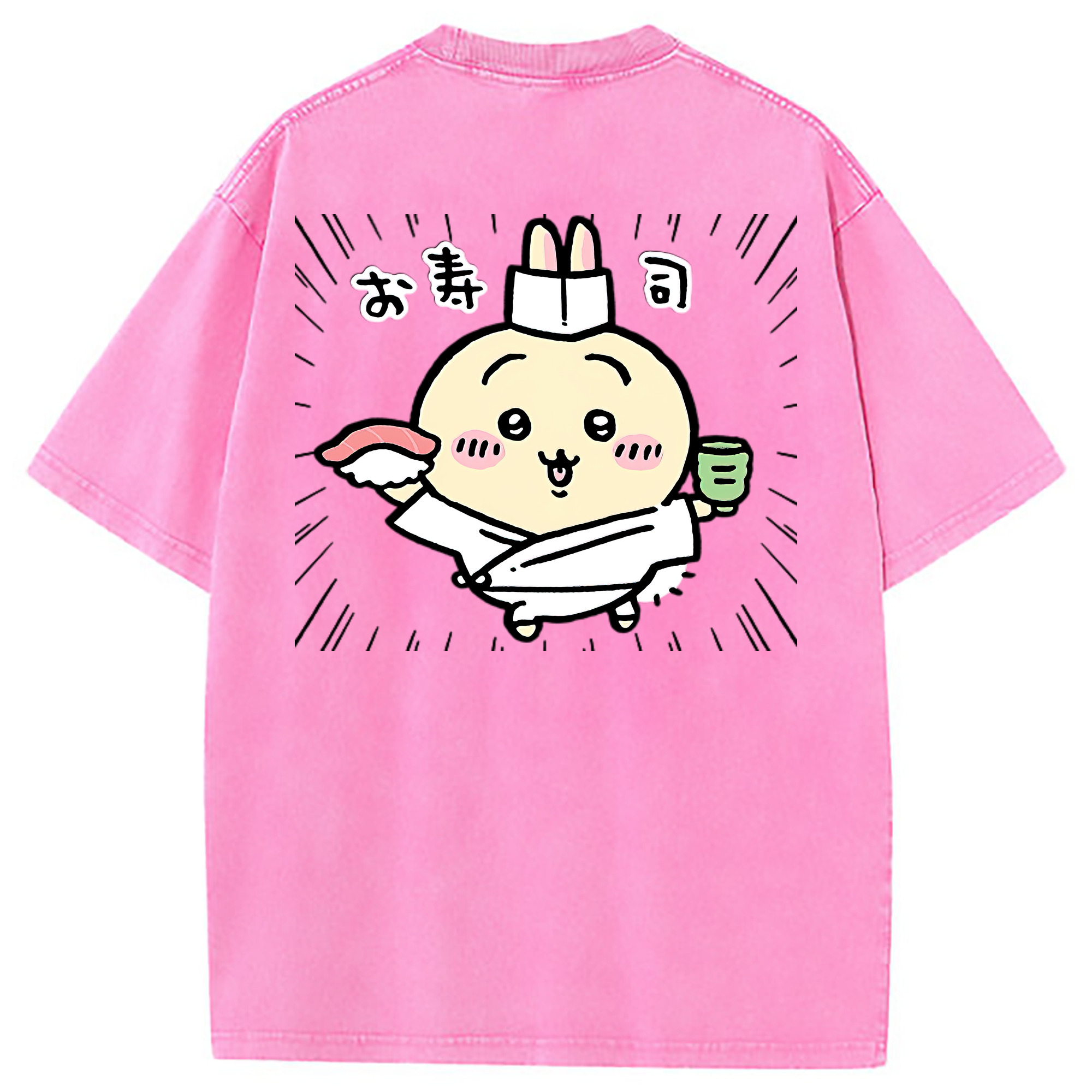 （画像用） ちいかわ うさぎ Chii-kawa usagi 綿100% ヴィンテージ風 半袖Tシャツ（背面プリント）